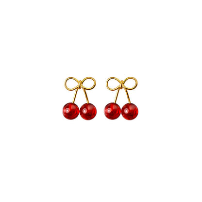 Women's Fashion Cherry Shaped Geometric Stud Earrings-Jewearrings