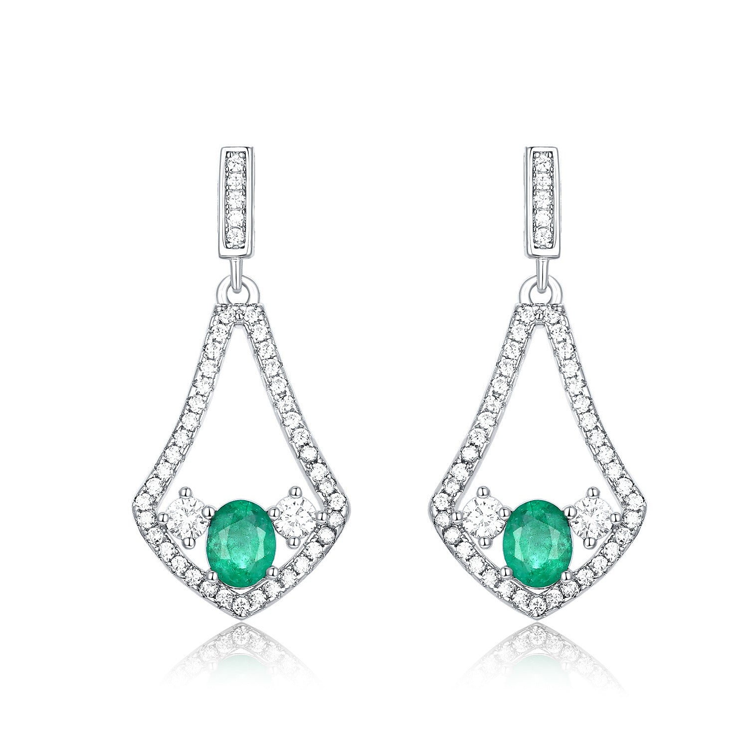 Natural Emerald Earrings For Female Korean Version High Quality Zirconium Earrings S925 Silver-Jewearrings