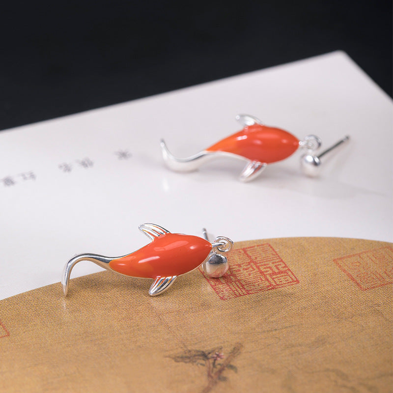 Design Epoxy Koi Stud Earrings Women's Chinese Style Simple-Jewearrings