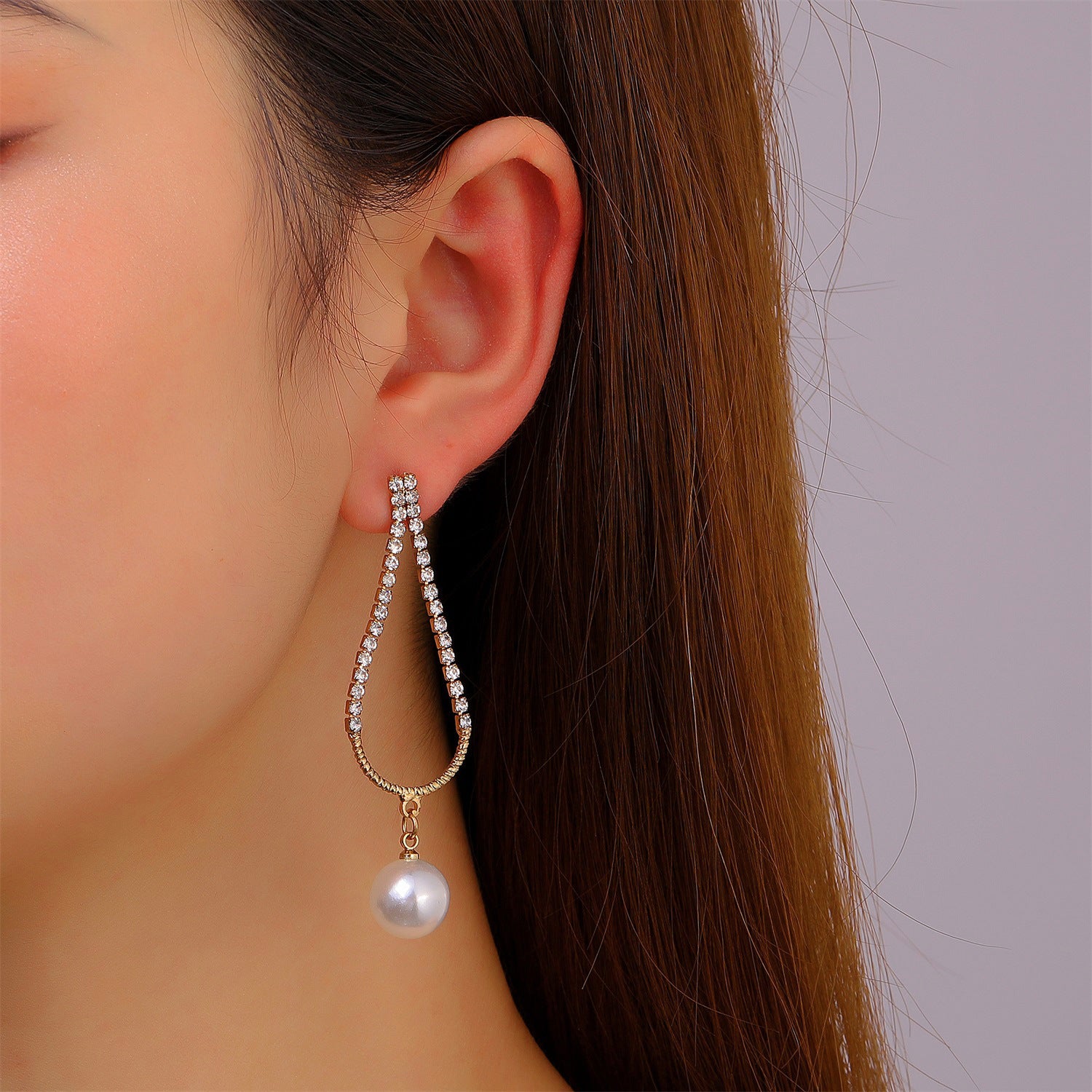 Simple Pearl Drop Earrings Cold Wind French Zircon-Jewearrings