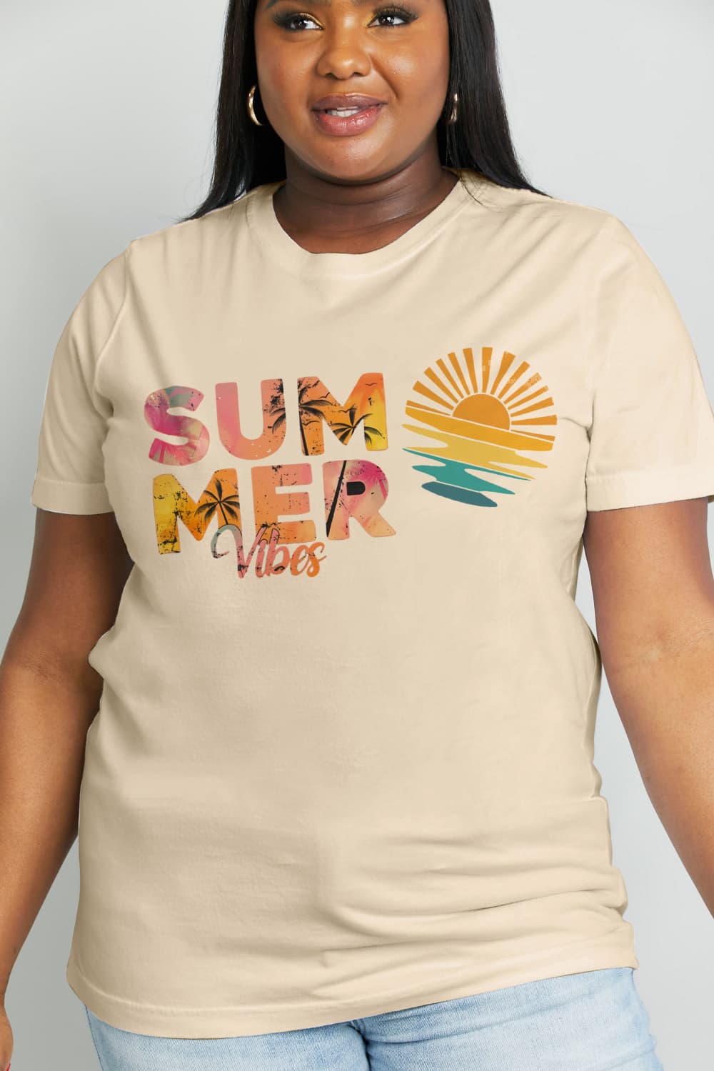 Simply Love Full Size SUMMER VIBES Graphic Cotton Tee-Jewearrings