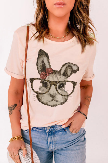 Easter Bunny Graphic Cuffed T-Shirt-Jewearrings