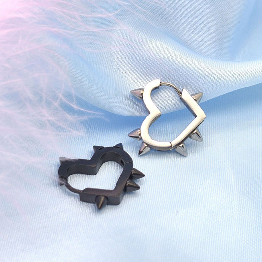 Stainless Steel Love Rivet Earrings Cone Peach Heart Shape Bone Ring Ear Clip-Jewearrings