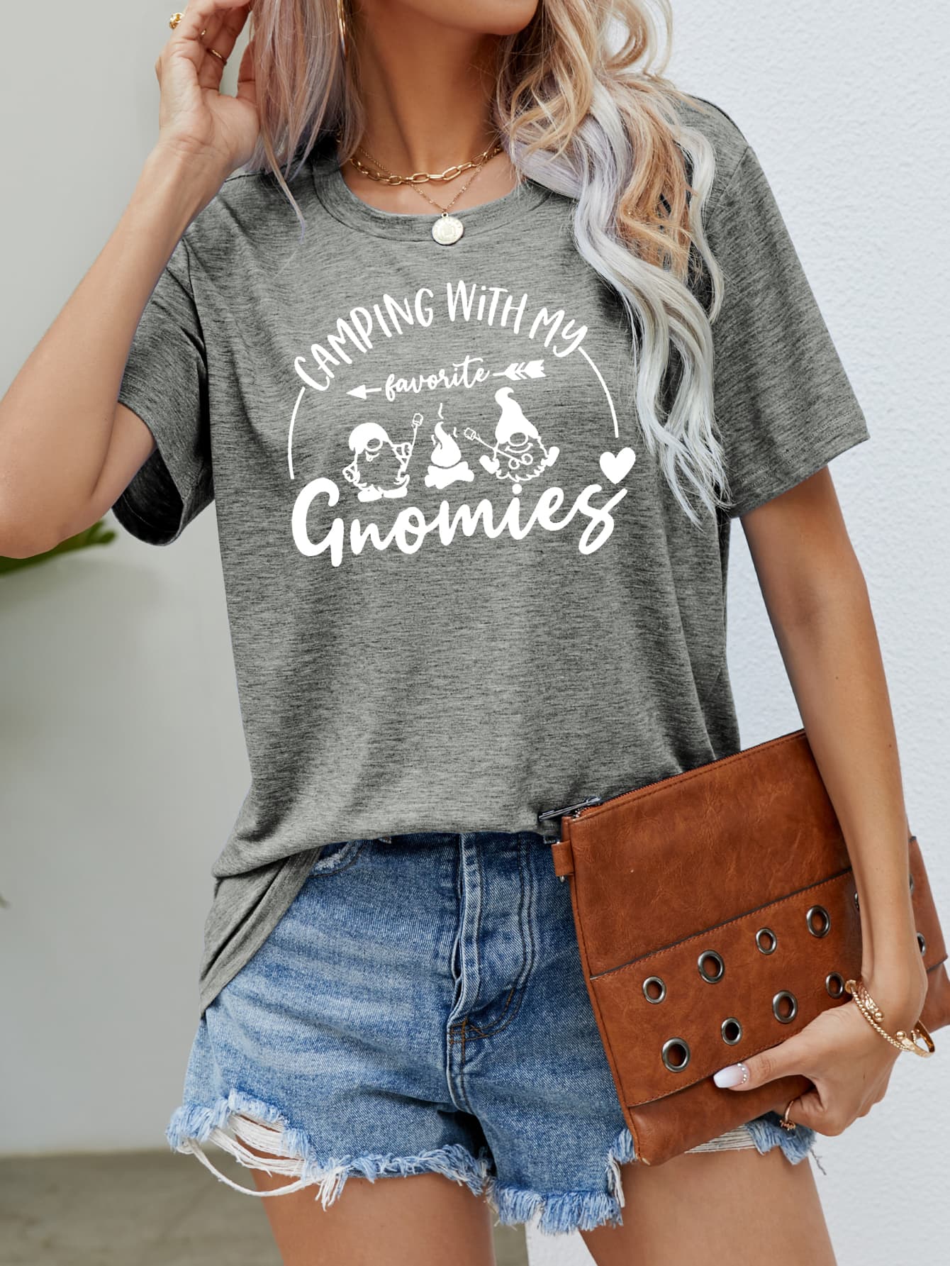 CAMPING WITH MY FAVORITE GNOMIES Graphic Tee-Jewearrings