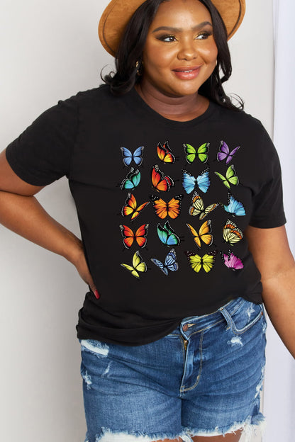 Simply Love Full Size Butterfly Graphic Cotton Tee-Jewearrings