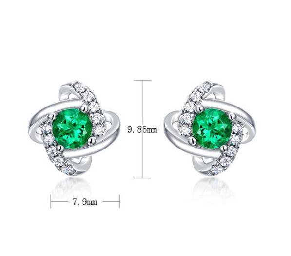 Women's Retro S925 Silver Emerald Stud Earrings-Jewearrings