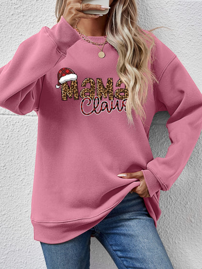 Round Neck Letter Graphic Long Sleeve Sweatshirt-Jewearrings