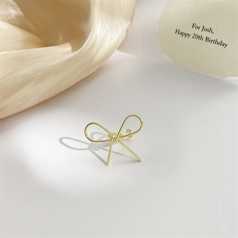 New Female Simple Metal Bow Ear Bone Clip Earrings-Jewearrings