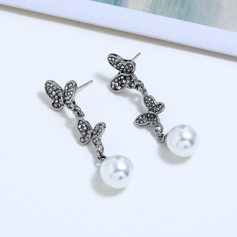 Women's Fashion Pearl Butterfly Personalized Earrings-Jewearrings