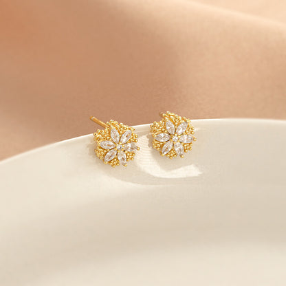 S925 Silver Spinning Snowflake Stud Earrings For Women-Jewearrings