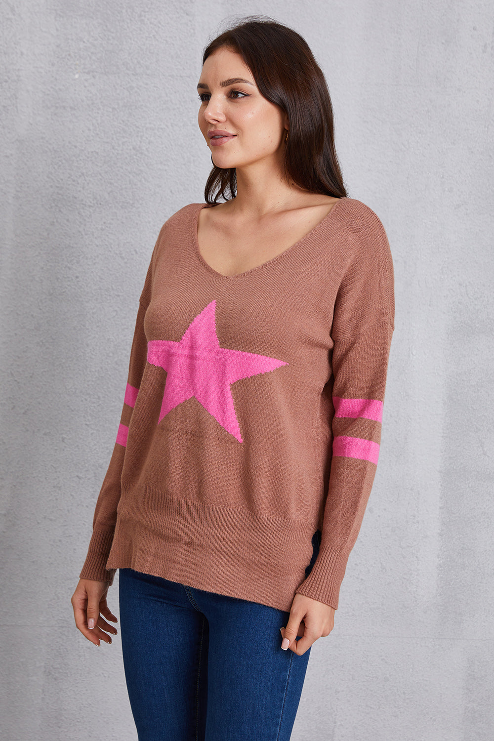 Star Scoop Neck Dropped Shoulder T-Shirt-Jewearrings