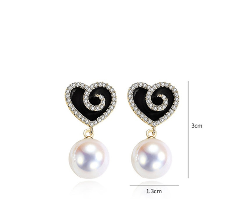 S925 Silver Needle Micro Inlaid Zircon Peach Heart Stud Earrings Female Light Luxury-Jewearrings