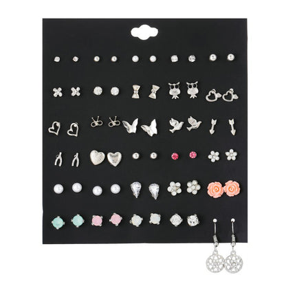 Heart-shaped Combination Bow Stud Earrings Set-Jewearrings