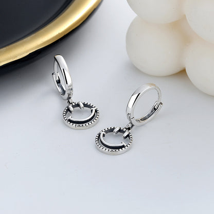 Fashionable Personality Smiley Tag Earrings In Sterling Silver-Jewearrings