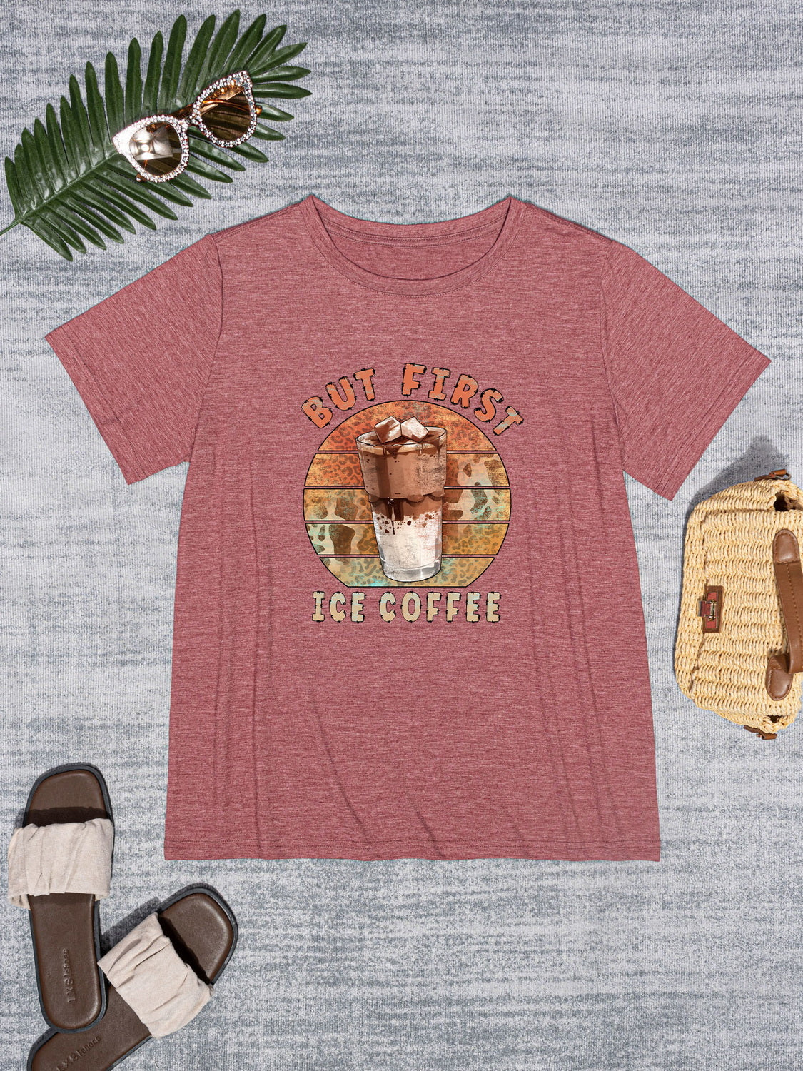 BUT FIRST ICE COFFEE Round Neck T-Shirt-Jewearrings