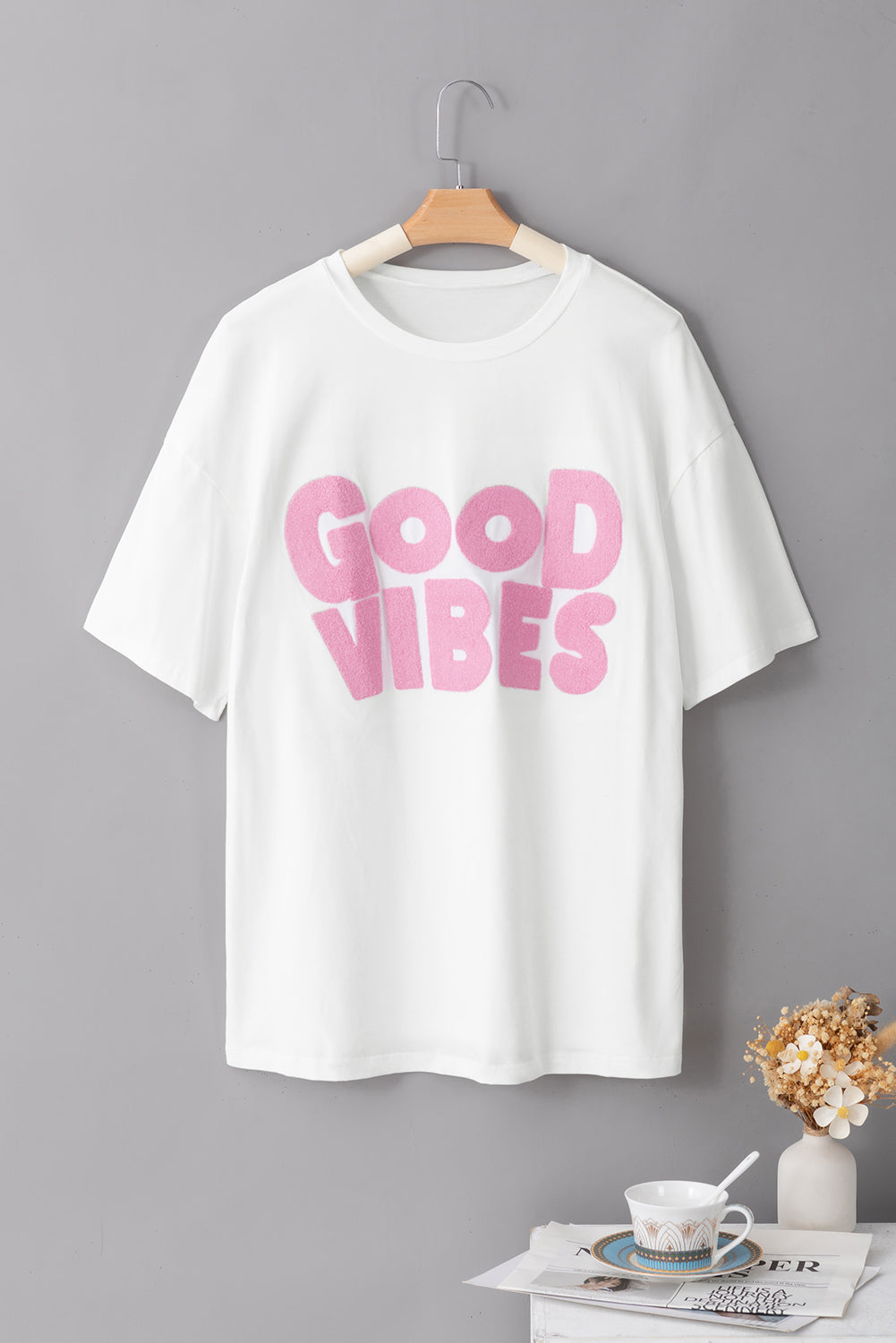 GOOD VIBES Round Neck Half Sleeve T-Shirt-Jewearrings