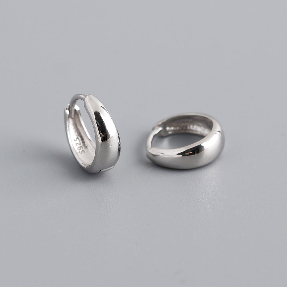 S925 Sterling Silver Wide Face Earclip Earrings Personality-Jewearrings