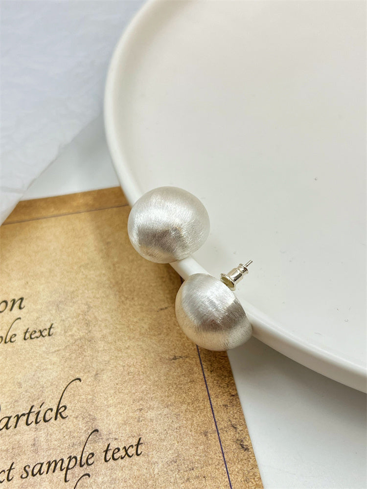 Brushed Ball Earrings S925 Silver Fashion Versatile Light Luxury-Jewearrings