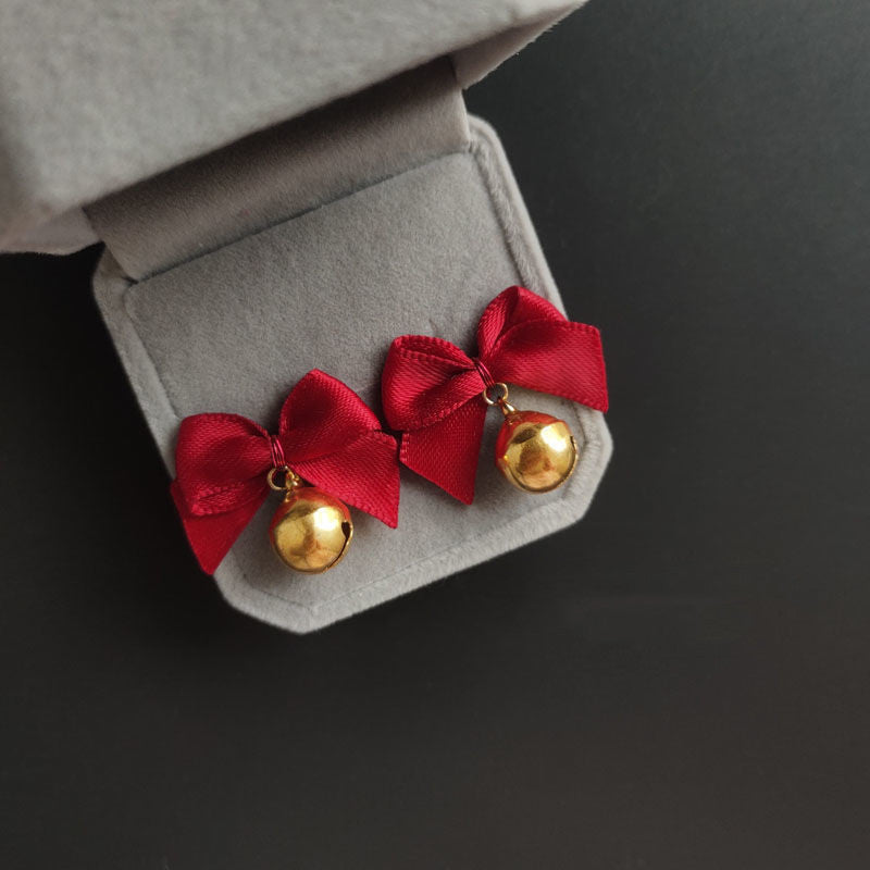 New Style Earrings With A Small Fragrant Red Bow-Jewearrings