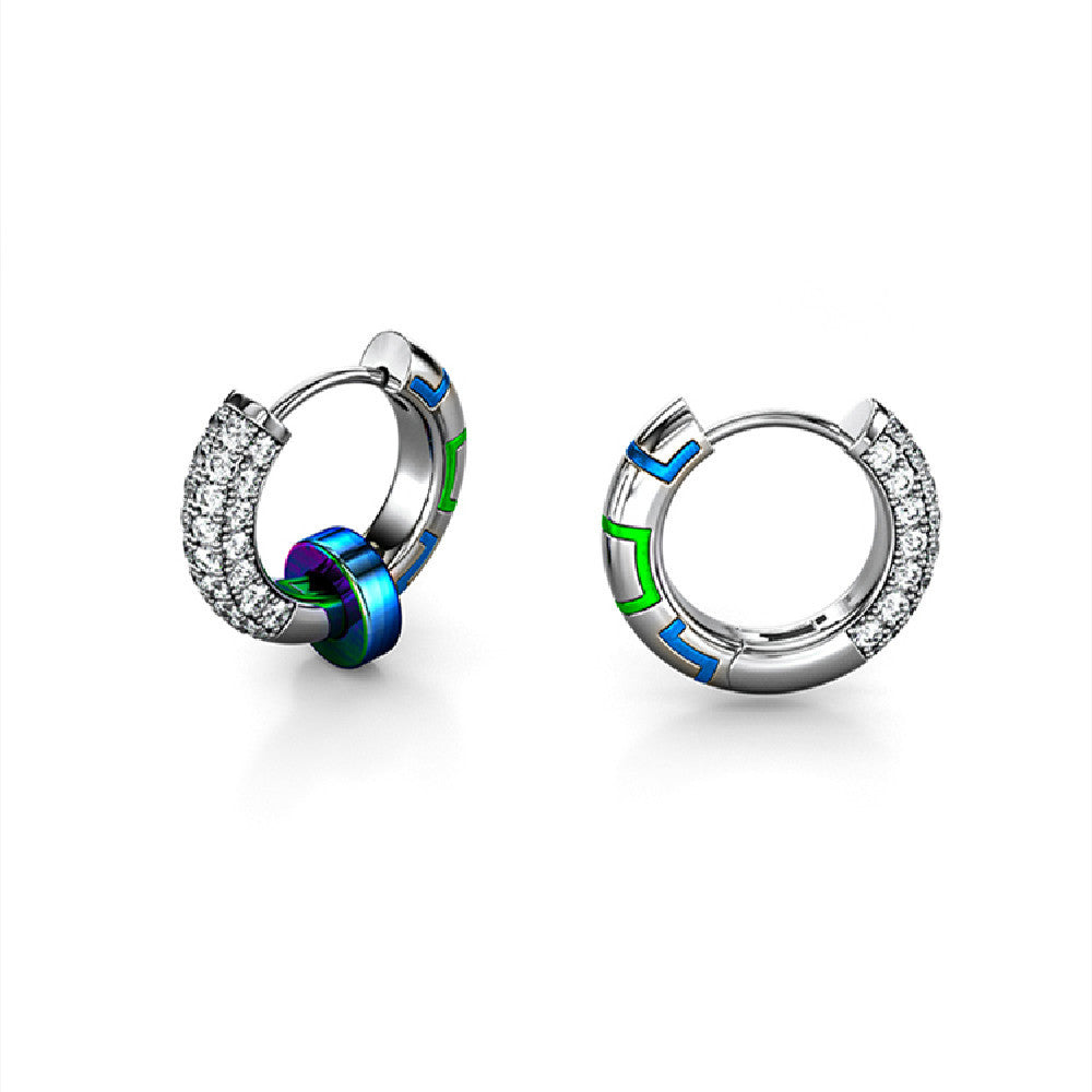 Men's Sterling Silver Luminous Earrings-Jewearrings