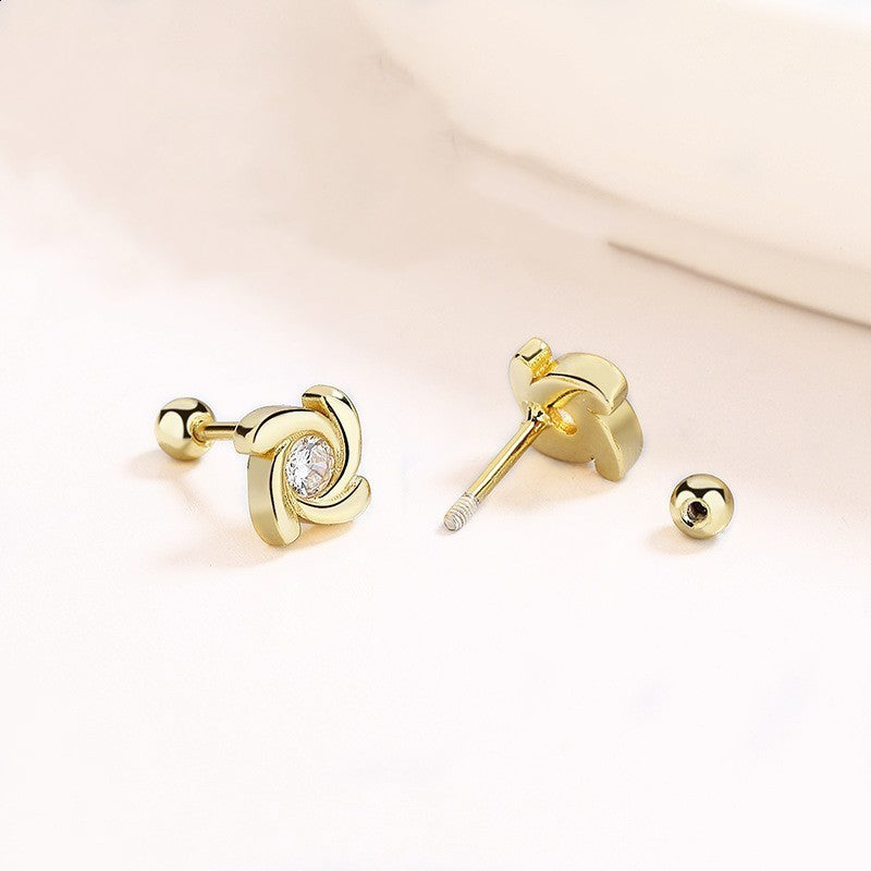 925 Sterling Silver Rotating Windmill Thread Stud Earrings For Women-Jewearrings