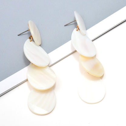 White Shell Tassels European Style Fashion Earrings-Jewearrings