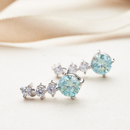 Fashion Stud Earrings Female Color Moissanite-Jewearrings