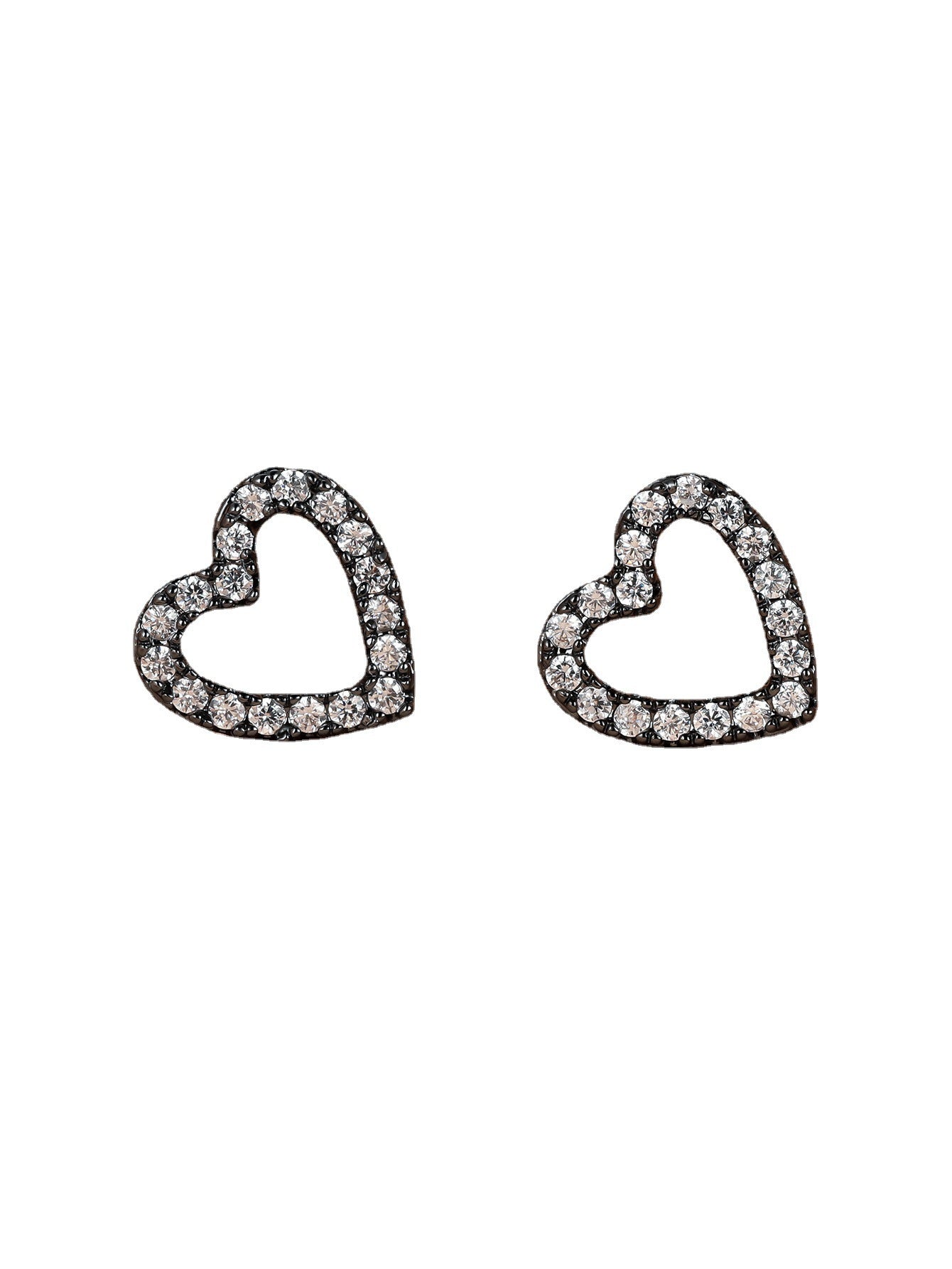 Women's Micro Set Zircon Cutout Heart Stud Earrings-Jewearrings