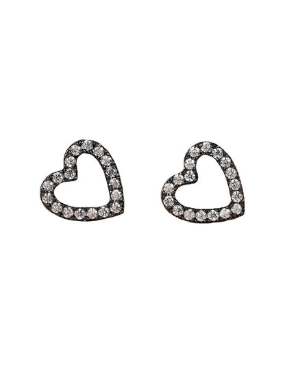 Women's Micro Set Zircon Cutout Heart Stud Earrings-Jewearrings