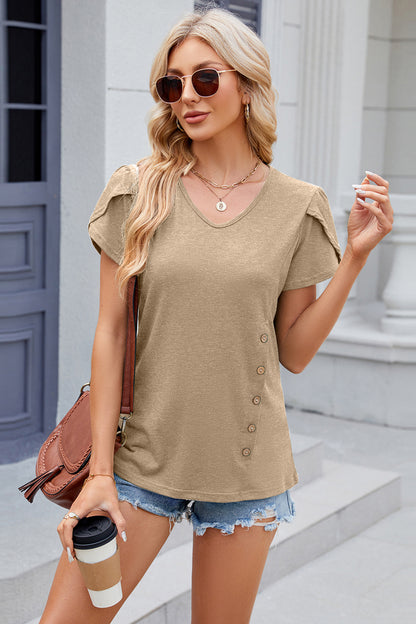 V-Neck Short Sleeve T-Shirt-Jewearrings