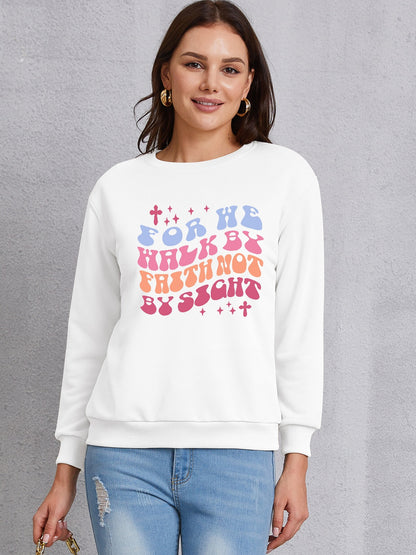 FOR WE WALK BY FAITH NOT BY SIGHT Round Neck Sweatshirt-Jewearrings