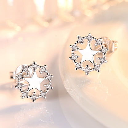 Silver-plated Personality Simple Pentagram Stud Earrings-Jewearrings