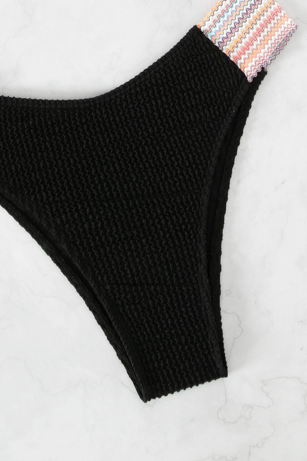 Contrast Textured High Cut Swim Set-Jewearrings