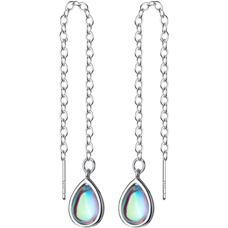 S925 Silver Girl Sweet Colorful Droplet Earline Jewelry Earrings-Jewearrings