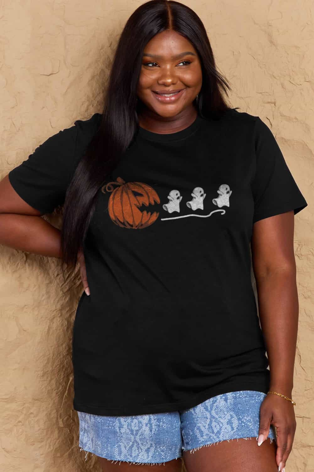 Simply Love Full Size Jack-O'-Lantern Graphic Cotton T-Shirt-Jewearrings