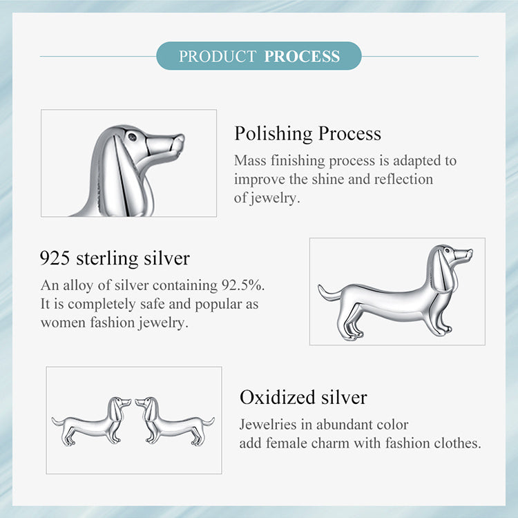 S925 Sterling Silver Dachshund Earrings-Jewearrings