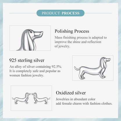 S925 Sterling Silver Dachshund Earrings-Jewearrings