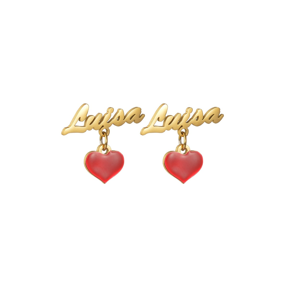 Stainless Steel Love Red Oil Drip Stud Earrings Female Personality-Jewearrings