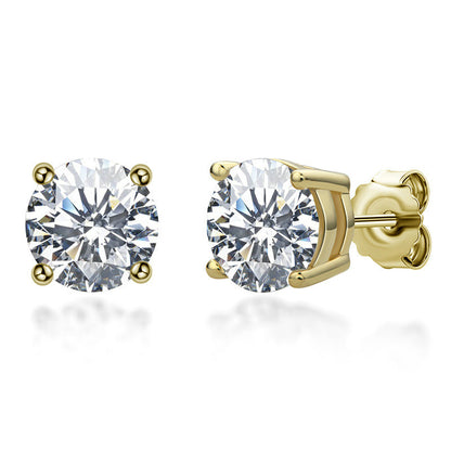 Stud Earrings 925 Sterling Silver 18 Gold Moissanite Stud Earrings-Jewearrings