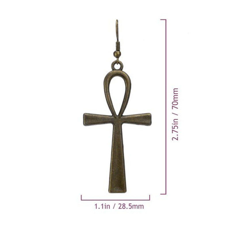 Cross Earrings Life Symbol Flower Pendant-Jewearrings