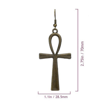 Cross Earrings Life Symbol Flower Pendant-Jewearrings