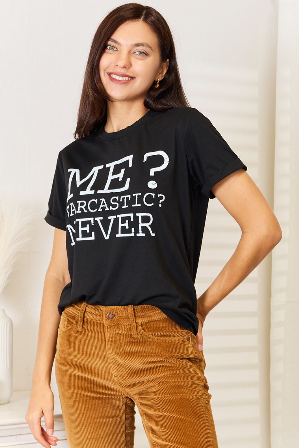 Simply Love Letter Graphic Round Neck T-Shirt-Jewearrings