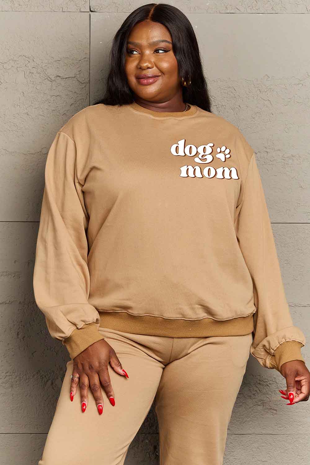 Simply Love Simply Love Full Size Round Neck Dropped Shoulder DOG MOM Graphic Sweatshirt-Jewearrings