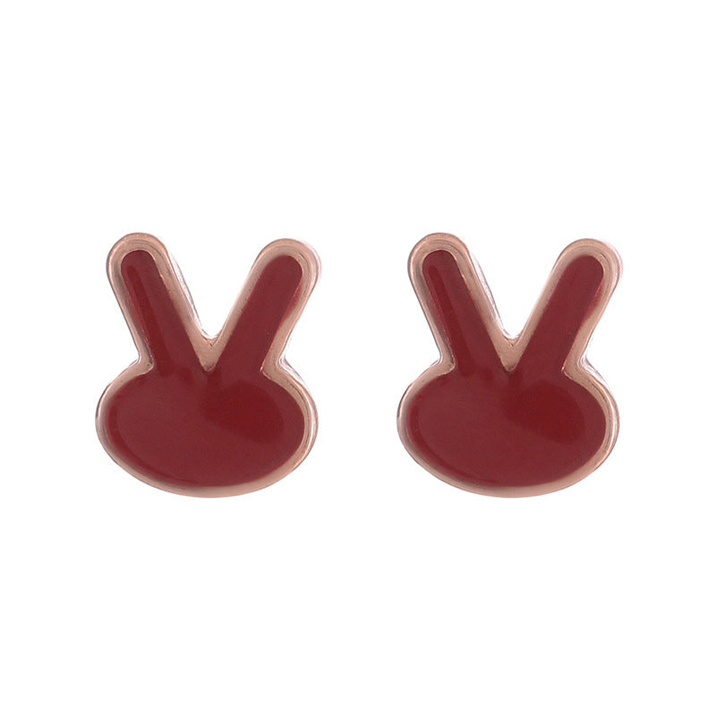 Silver Needle Korean Minimalist Style Exquisite Cute Bunny Earrings-Jewearrings