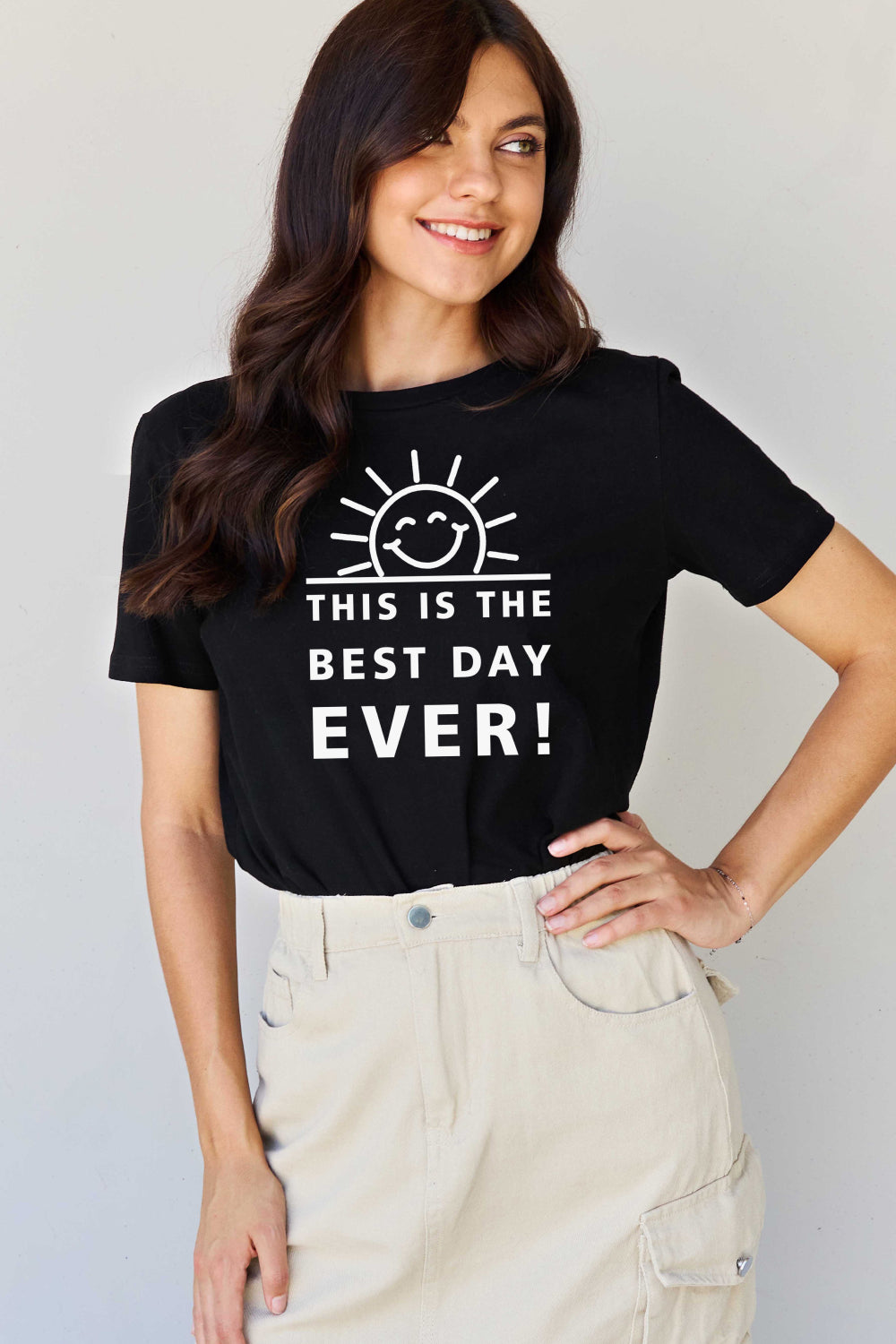 Simply Love Full Size THIS IS THE BEST DAY EVER! Graphic Cotton T-Shirt-Jewearrings