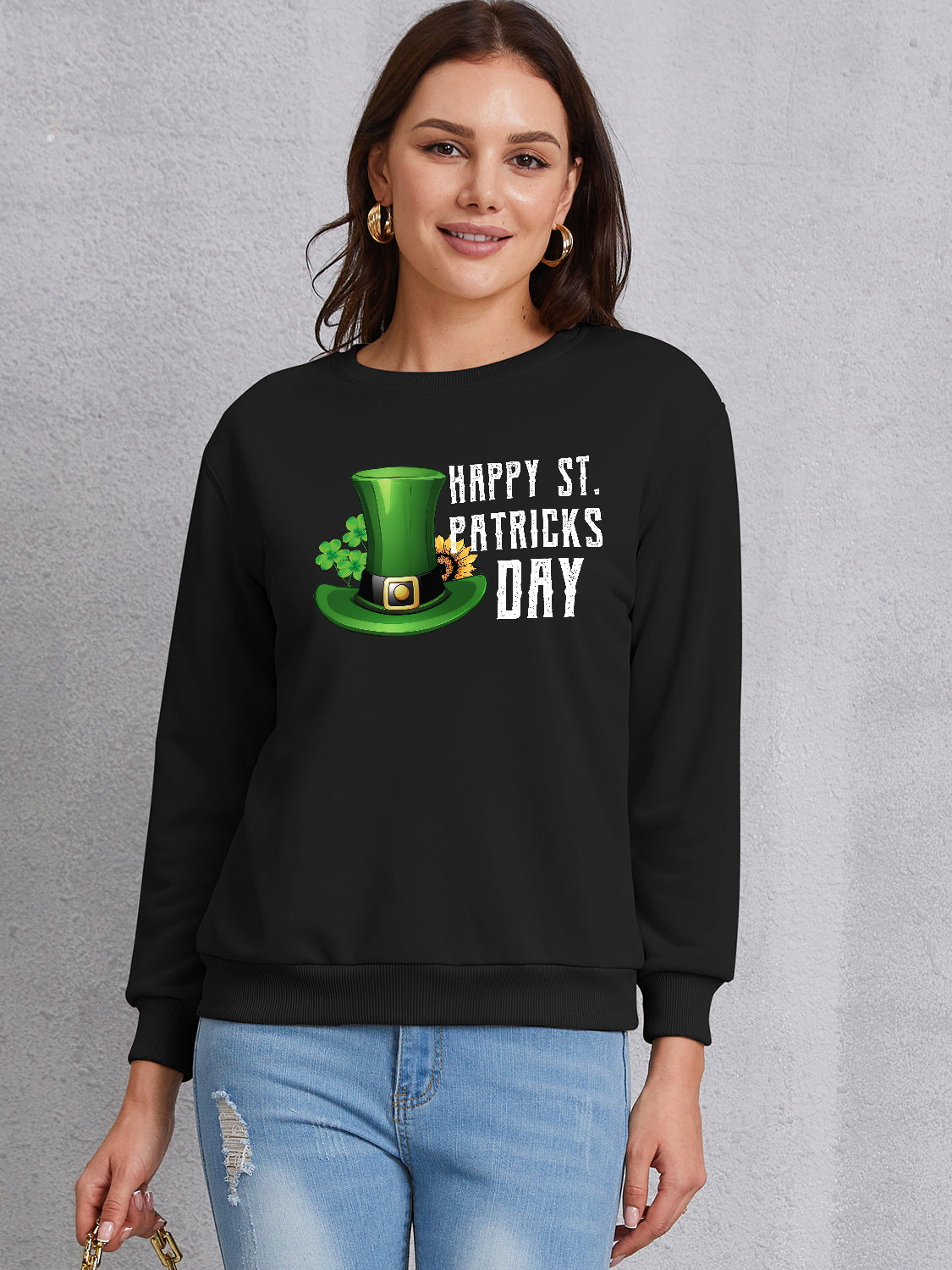 HAPPY ST. PATRICKS DAY Dropped Shoulder Sweatshirt-Jewearrings