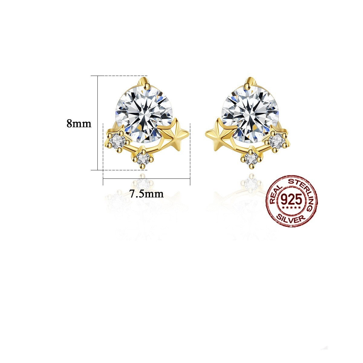 Simple 925 Silver Inlaid Crystal Zircon Stud Earrings-Jewearrings