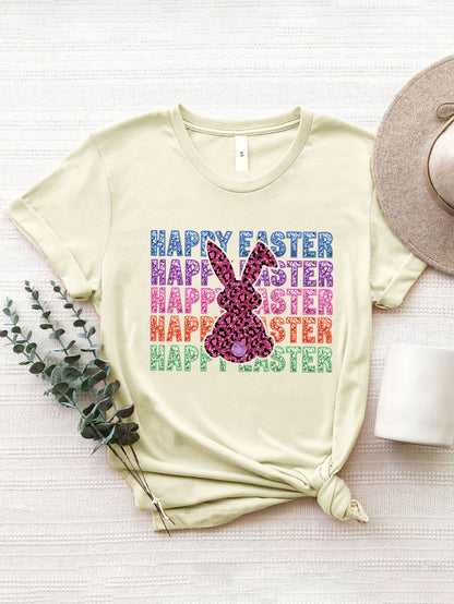 HAPPY EASTER Round Neck Short Sleeve T-Shirt-Jewearrings