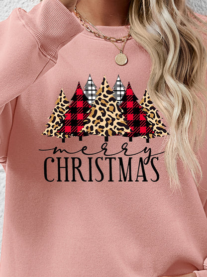 MERRY CHRISTMAS Round Neck Long Sleeve Sweatshirt-Jewearrings