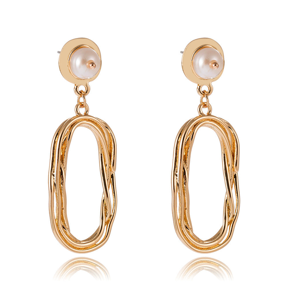 Simple And Versatile Imitation Natural Flat Pearl Earrings-Jewearrings